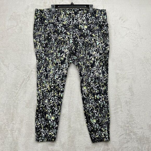 LIVI Athletic Black Green Pockets Stretch Workout 7/8 Leggings Plus Sz 26/28 - Picture 1 of 11